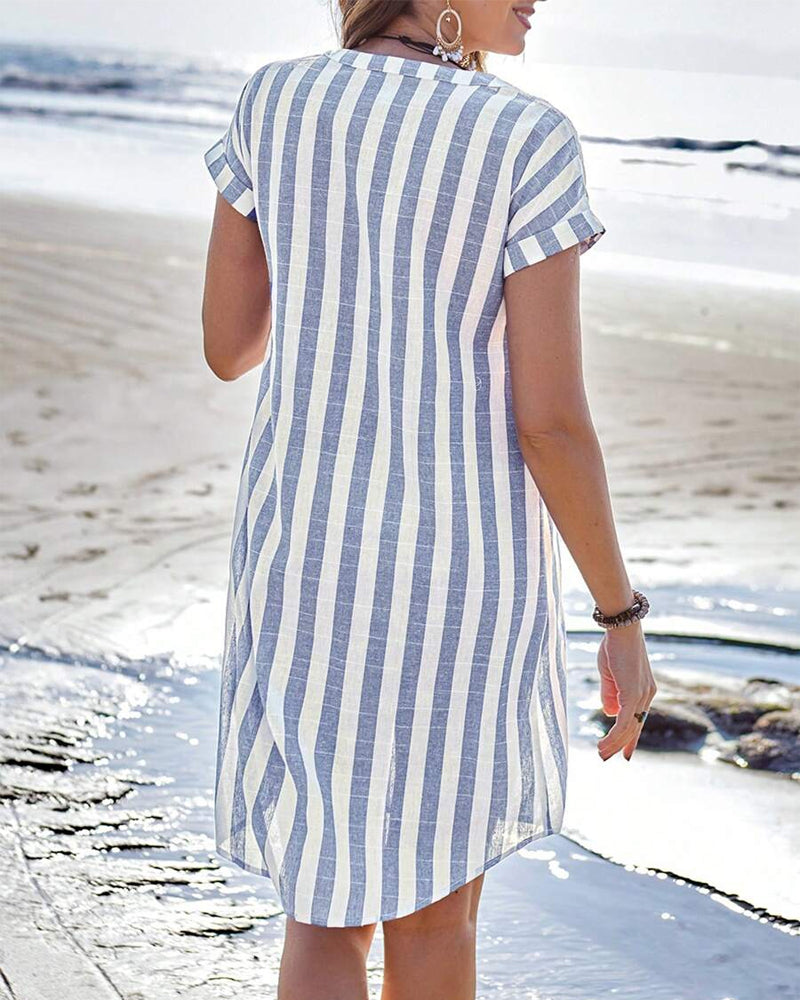 Martine™ | Robe-Chemise Rayée Élégante